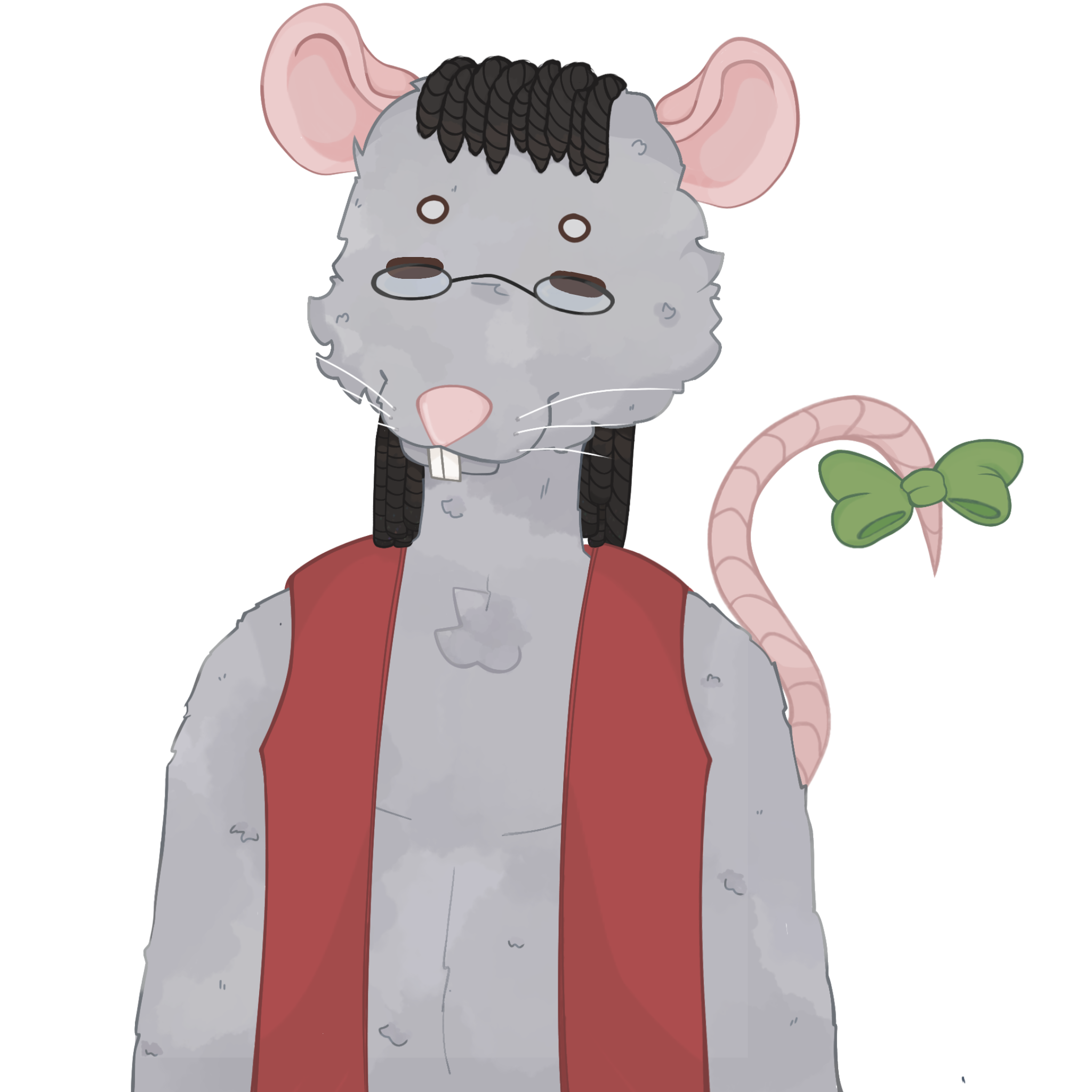 Grey rat portrait with glasses